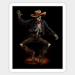 Dancing Skeleton Cowboy Sticker